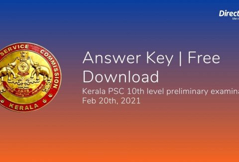 Answer Key _ Free Download Kerala PSC 10th level preliminary examination Feb 20th, 2021